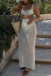 Rebadress Elastic Waist Hollow Out Cover Up Maxi Skirt