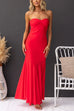 Strapless Cut Out Backless Flare Maxi Dress