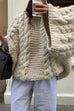 Rebadress Round Neck Oversized Cable Knit Sweater