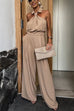 Rebadress Collared Sleeveless Wide Leg Pocketed Jumpsuit