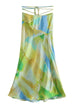 Rebadress Tie Waist High Slit Tie Dye Maxi Skirt