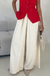 Rebadress Elastic Waist Wide Leg Cotton Linen Palazzo Pants