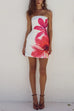 Rebadress Strapless Tube Pocketed Lily Print Mini Dress