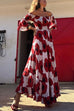 Off Shoulder Bell Sleeves Floral Print Ruffle Maxi Dress