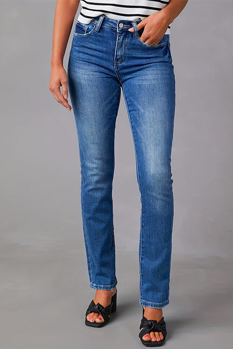 Rebadress High Waist Straight Leg Stretchy Denim Pants