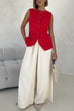 Rebadress Elastic Waist Wide Leg Cotton Linen Palazzo Pants