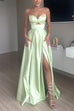 Rebadress Strapless Cut Out Back Lace-up Slit Maxi Party Dress