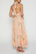 Halter Bow Neck Backless Beck Print Swing Maxi Dress