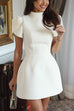 Rebadress Mockneck Petal Sleeves Bow Knot Cut Out Mini Dress