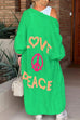 Rebadress Open Front Love and Peace Pattern Long Sweater Cardigan(in 5 Colors)