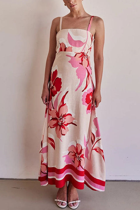 Rebadress Empire Waist Floral Print Maxi Cami Dress