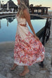 Rebadress Back Lace-up Cut Out Floral Print A-line Maxi Cami Dress