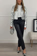 Rebadress Open Front Cropped Sequin Jacket