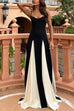 Rebadress Spaghetti Strap Color Block Swing Maxi Party Dress