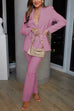 Rebadress One Button Pocketed Blazer and Straight Leg Pants Power Suit Set