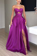 Rebadress Strapless Lace-up High Slit Satin Maxi Party Dress