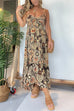 Rebadress V Neck Back Lace-up Slit Floral Print Maxi Cami Dress