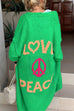 Rebadress Open Front Love and Peace Pattern Long Sweater Cardigan(in 5 Colors)