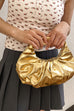 Rebadress Metallic Ruched Faux Leather Funky Handbag