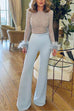 Rebadress Feather-Paneled Long Sleeves Bell Bottoms Sequin Jumpsuit