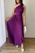 Rebadress One Shoulder Cut Out Waist Solid Pleated Maxi Dress