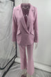 Rebadress One Button Pocketed Blazer and Straight Leg Pants Power Suit Set