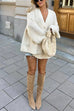 Rebadress V Neck Button Up Solid Loose Sweater