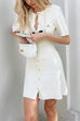 Rebadress Short Sleeves Button Down Mini Knit Dress