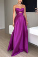 Rebadress Strapless Lace-up High Slit Satin Maxi Party Dress