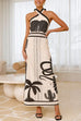 Rebadress Palm Canyon Print Criss Cross Halter Maxi Dress