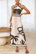 Rebadress Palm Canyon Print Criss Cross Halter Maxi Dress