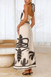 Rebadress Palm Canyon Print Criss Cross Halter Maxi Dress