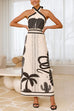 Rebadress Palm Canyon Print Criss Cross Halter Maxi Dress