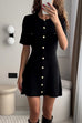 Rebadress Short Sleeves Button Down Mini Knit Dress