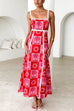 Rebadress Ric Rac Trim Bow Back Palm Soleil Print Maxi Cami Dress