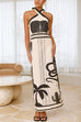 Rebadress Palm Canyon Print Criss Cross Halter Maxi Dress