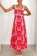 Rebadress Ric Rac Trim Bow Back Palm Soleil Print Maxi Cami Dress