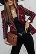 Rebadress Double Breasted Open Front Plaid Blazer Jacket