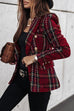 Rebadress Double Breasted Open Front Plaid Blazer Jacket