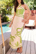 Rebadress Palm Canyon Print Criss Cross Halter Maxi Dress