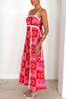 Rebadress Ric Rac Trim Bow Back Palm Soleil Print Maxi Cami Dress