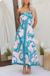 Rebadress Strapless Tube Unique Print Swing Maxi Dress