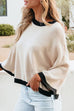 Rebadress Crewneck Drop Shoulder Color Block Knit Sweater