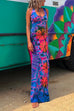 Criss Cross Backless Tie Dye Maxi Cami Dress