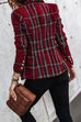 Rebadress Double Breasted Open Front Plaid Blazer Jacket