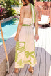 Rebadress Palm Canyon Print Criss Cross Halter Maxi Dress