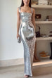 Rebadress Sleeveless Open Back Sequin Bodycon Maxi Party Dress