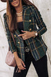 Rebadress Double Breasted Open Front Plaid Blazer Jacket