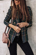 Rebadress Double Breasted Open Front Plaid Blazer Jacket