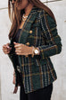 Rebadress Double Breasted Open Front Plaid Blazer Jacket